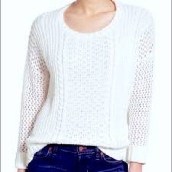 Madewell open knit fisherman white crewneck pullover sweater women’s small - Picture 2 of 10